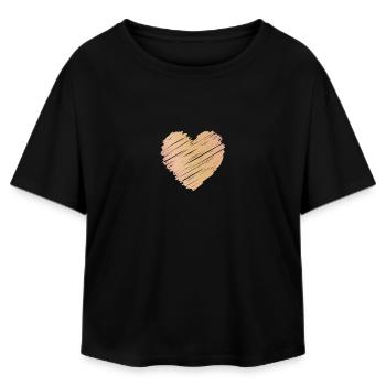 Cœur minimaliste en or rose dans le style croquis - T-shirt femme coupe décontractée en coton modal Stanley/Stella - noir - Devant - AI Model Female 172 light (172cm)