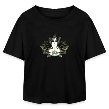 Chakren und Auge: Goldene Meditation - Relaxed Fit Frauen Modal Cotton T-Shirt von Stanley/Stella - Schwarz - Vorne - AI Model Female 172 light (172cm)
