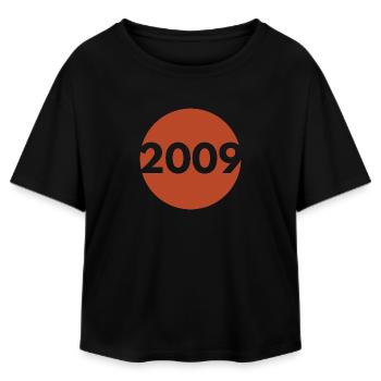 2009 Vintage Retro - Relaxed Fit Women's Modal Cotton T-Shirt by Stanley/Stella - black - Front - AI Model Female 172 light (172cm)