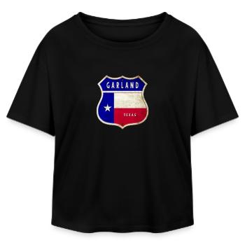 Garland Texas crest flag design - Relaxed Fit Women's Modal Cotton T-Shirt by Stanley/Stella - black - Front - AI Model Female 172 light (172cm)