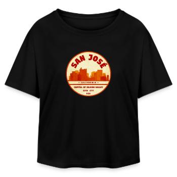 San Jose Retro City Badge California - Relaxed Fit Women's Modal Cotton T-Shirt by Stanley/Stella - black - Front - AI Model Female 172 light (172cm)
