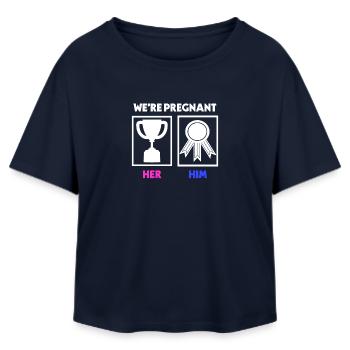 Elternteil Schwangerschaft Statement Schwanger - Relaxed Fit Frauen Modal Cotton T-Shirt von Stanley/Stella - Navy - Vorne - AI Model Female 172 light (172cm)