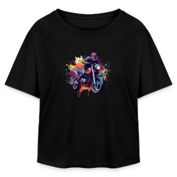 Moto avec tâche de couleur. - T-shirt femme coupe décontractée en coton modal Stanley/Stella - noir - Devant - AI Model Female 172 light (172cm)