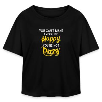 Happy Pizza - Relaxed Fit Women's Modal Cotton T-Shirt by Stanley/Stella - black - Front - AI Model Female 172 light (172cm)