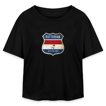 Rotterdam Netherlands coat of arms design - Relaxed Fit Women's Modal Cotton T-Shirt by Stanley/Stella - black - Front - AI Model Female 172 light (172cm)