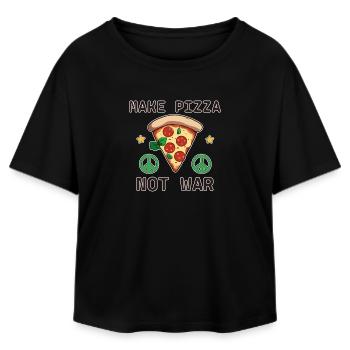 Frieden Make Pizza not War Friedenszeichen - Relaxed Fit Frauen Modal Cotton T-Shirt von Stanley/Stella - Schwarz - Vorne - AI Model Female 172 light (172cm)