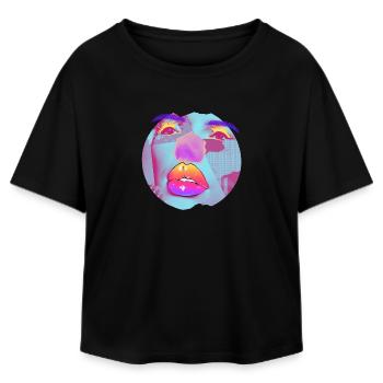 Collage lumineux Pop Art - T-shirt femme coupe décontractée en coton modal Stanley/Stella - noir - Devant - AI Model Female 172 light (172cm)