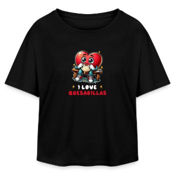 I Love Quesadillas Mexico - Relaxed Fit Women's Modal Cotton T-Shirt by Stanley/Stella - black - Front - AI Model Female 172 light (172cm)