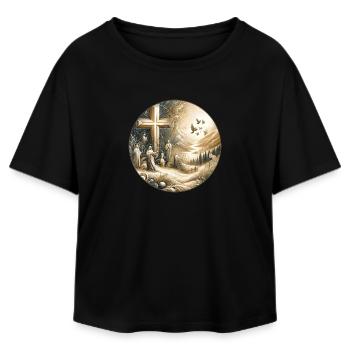 Kreuz des Glaubens - Relaxed Fit Frauen Modal Cotton T-Shirt von Stanley/Stella - Schwarz - Vorne - AI Model Female 172 light (172cm)