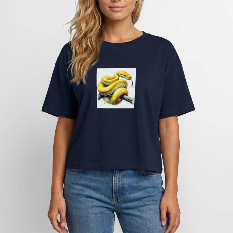 Python jaune T-shirt femme coupe décontractée en coton modal Stanley/Stella