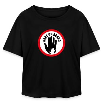 Baby on board hand in hand - Relaxed Fit Women's Modal Cotton T-Shirt by Stanley/Stella - black - Front - AI Model Female 172 light (172cm)