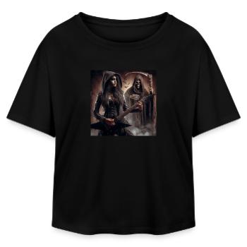 Guitarist and The Grim Reaper - Relaxed Fit Women's Modal Cotton T-Shirt by Stanley/Stella - black - Front - AI Model Female 172 light (172cm)