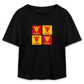 Spain Bull National Colors Design - Relaxed Fit Women's Modal Cotton T-Shirt by Stanley/Stella - black - Front - AI Model Female 172 light (172cm)