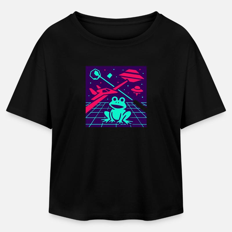 Grenouille de l’espace - T-shirt femme coupe décontractée en coton modal Stanley/Stella - noir