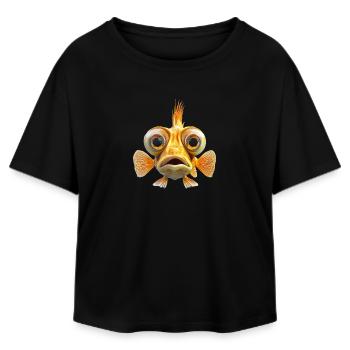 Fish face with big eyes - Relaxed Fit Women's Modal Cotton T-Shirt by Stanley/Stella - black - Front - AI Model Female 172 light (172cm)