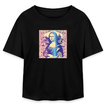 Portrait de femme mona lisa arc-en-ciel moderne paris - T-shirt femme coupe décontractée en coton modal Stanley/Stella - noir - Devant - AI Model Female 172 light (172cm)