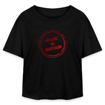 Made in Britain Distressed Red Stamp  - Relaxed Fit Women's Modal Cotton T-Shirt by Stanley/Stella - black - Front - AI Model Female 172 light (172cm)