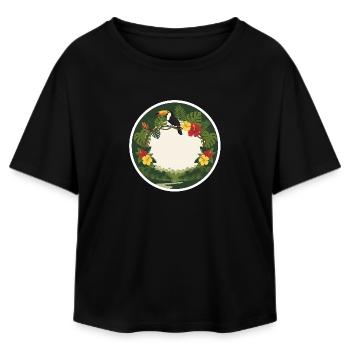 Tropical toucans and circular foliage - Relaxed Fit Women's Modal Cotton T-Shirt by Stanley/Stella - black - Front - AI Model Female 172 light (172cm)