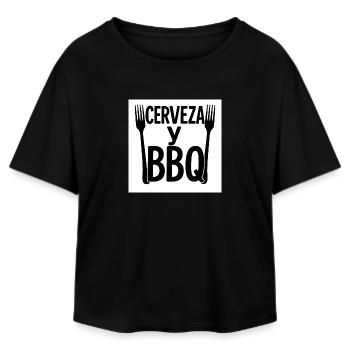 Digitales Design "Bier & BBQ" - Relaxed Fit Frauen Modal Cotton T-Shirt von Stanley/Stella - Schwarz - Vorne - AI Model Female 172 light (172cm)