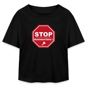 Stop Hammertime - Relaxed Fit Women's Modal Cotton T-Shirt by Stanley/Stella - black - Front - AI Model Female 172 light (172cm)