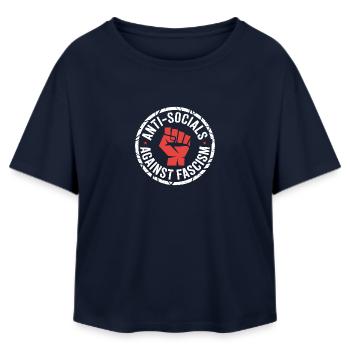 Antisoziale Antifa - Antifa Logo - T-shirt femme coupe décontractée en coton modal Stanley/Stella - marine - Devant - AI Model Female 172 light (172cm)