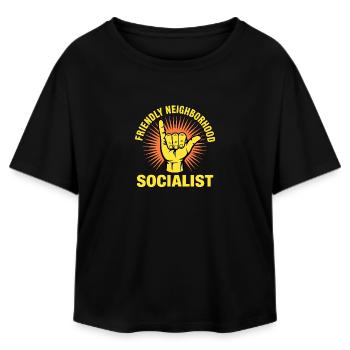 Sympathique Voisin Socialiste - Drôle de socialisme des - T-shirt femme coupe décontractée en coton modal Stanley/Stella - noir - Devant - AI Model Female 172 light (172cm)