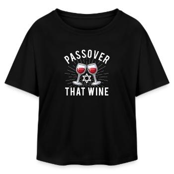 Passover That Wine Funny Jewish Holiday Pesach - Relaxed Fit Women's Modal Cotton T-Shirt by Stanley/Stella - black - Front - AI Model Female 172 light (172cm)