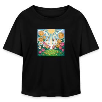 Sonnenblumengarten mit Bienen - Relaxed Fit Frauen Modal Cotton T-Shirt von Stanley/Stella - Schwarz - Vorne - AI Model Female 172 light (172cm)