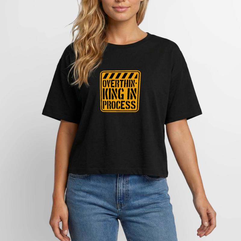 Overthinking In Process Funny Brooding Saying Logo Relaxed Fit Women's Modal Cotton T-Shirt by Stanley/Stella