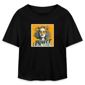 Power! Girl! Sunflower! - Relaxed Fit Women's Modal Cotton T-Shirt by Stanley/Stella - black - Front - AI Model Female 172 light (172cm)