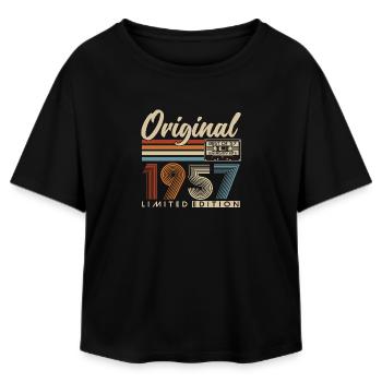 1957 Jahrgang Geburtstag Vintage Retro Geschenk - Relaxed Fit Frauen Modal Cotton T-Shirt von Stanley/Stella - Schwarz - Vorne - AI Model Female 172 light (172cm)