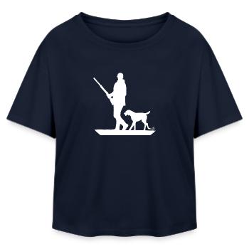 Jäger mit Hund auf der Pirsch - Relaxed Fit Frauen Modal Cotton T-Shirt von Stanley/Stella - Navy - Vorne - AI Model Female 172 light (172cm)