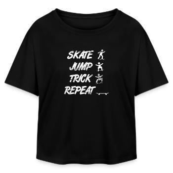 Skate Jump Trick Repetition - Relaxed Fit Women's Modal Cotton T-Shirt by Stanley/Stella - black - Front - AI Model Female 172 light (172cm)