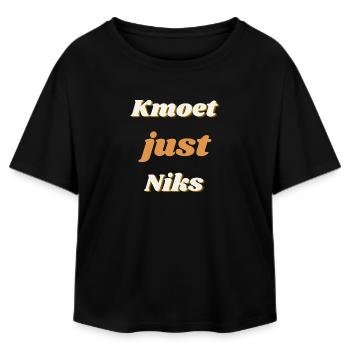 kmoet just niks, chemises en dialecte anversois - T-shirt femme coupe décontractée en coton modal Stanley/Stella - noir - Devant - AI Model Female 172 light (172cm)