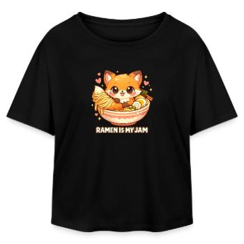 Ramen Fox Kawaii Nudelsuppe - Relaxed Fit Frauen Modal Cotton T-Shirt von Stanley/Stella - Schwarz - Vorne - AI Model Female 172 light (172cm)