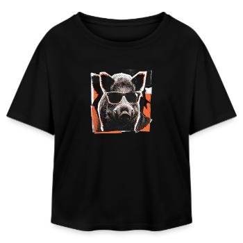 Cool Wild Boar Sunglasses Vintage - Relaxed Fit Women's Modal Cotton T-Shirt by Stanley/Stella - black - Front - AI Model Female 172 light (172cm)