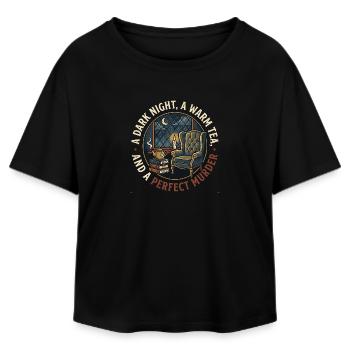 A Dark Night Warm Tea Perfect Murder Cozy Mystery - Relaxed Fit Women's Modal Cotton T-Shirt by Stanley/Stella - black - Front - AI Model Female 172 light (172cm)