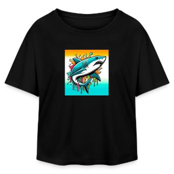 Requin - T-shirt femme coupe décontractée en coton modal Stanley/Stella - noir - Devant - AI Model Female 172 light (172cm)