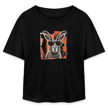 Bunny Rabbit Vintage Sunglasses - Relaxed Fit Women's Modal Cotton T-Shirt by Stanley/Stella - black - Front - AI Model Female 172 light (172cm)