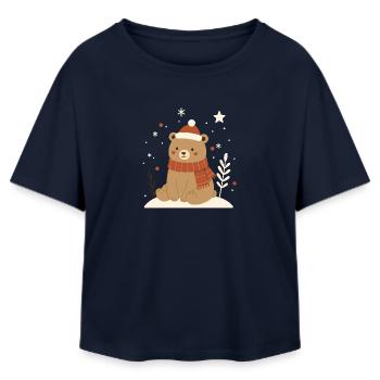 Bär mit Weihnachtsmütze – Tiermotiv für den Winter - Relaxed Fit Frauen Modal Cotton T-Shirt von Stanley/Stella - Navy - Vorne - AI Model Female 172 light (172cm)