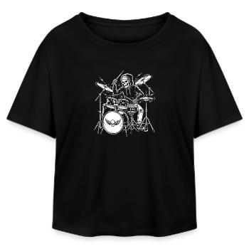 Grim Drummer Skeleton - Relaxed Fit Women's Modal Cotton T-Shirt by Stanley/Stella - black - Front - AI Model Female 172 light (172cm)