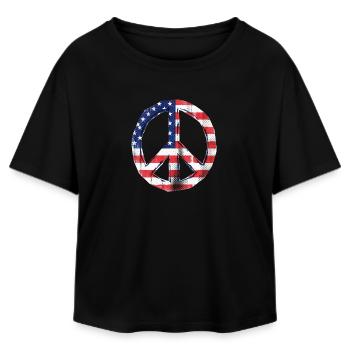 Drapeau de la paix des États-Unis - T-shirt femme coupe décontractée en coton modal Stanley/Stella - noir - Devant - AI Model Female 172 light (172cm)