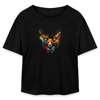 Deer - Relaxed Fit Women's Modal Cotton T-Shirt by Stanley/Stella - black - Front - AI Model Female 172 light (172cm)