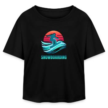 Vibrant Snowboarding Surf Scene - Relaxed Fit Women's Modal Cotton T-Shirt by Stanley/Stella - black - Front - AI Model Female 172 light (172cm)