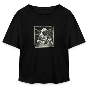 Dairy cow flashed driving a car - Relaxed Fit Women's Modal Cotton T-Shirt by Stanley/Stella - black - Front - AI Model Female 172 light (172cm)