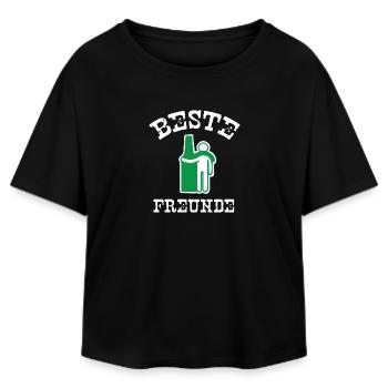 Beste Freunde Bierflasche Duo / Vatertag Humor - Relaxed Fit Frauen Modal Cotton T-Shirt von Stanley/Stella - Schwarz - Vorne - AI Model Female 172 light (172cm)