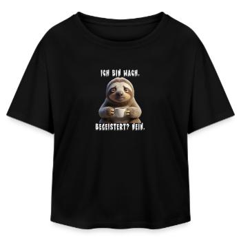Je suis réveillée, enthousiaste, sans drôle, je dis - T-shirt femme coupe décontractée en coton modal Stanley/Stella - noir - Devant - AI Model Female 172 light (172cm)