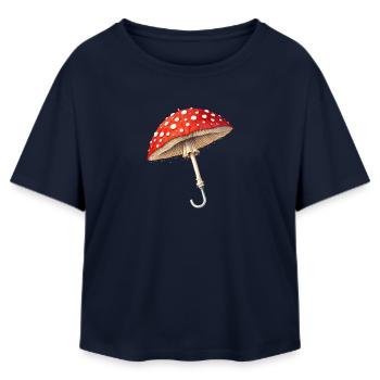 Toadstool Umbrella Fantasy Design - Relaxed Fit Women's Modal Cotton T-Shirt by Stanley/Stella - navy - Front - AI Model Female 172 light (172cm)