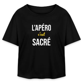 L'Apéro c'est Sacré - T-shirt femme coupe décontractée en coton modal Stanley/Stella - noir - Devant - AI Model Female 172 light (172cm)