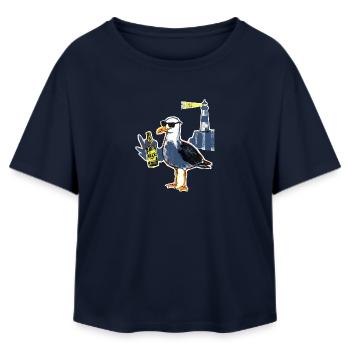 Cool Seagull Lighthouse Beer - Relaxed Fit Women's Modal Cotton T-Shirt by Stanley/Stella - navy - Front - AI Model Female 172 light (172cm)